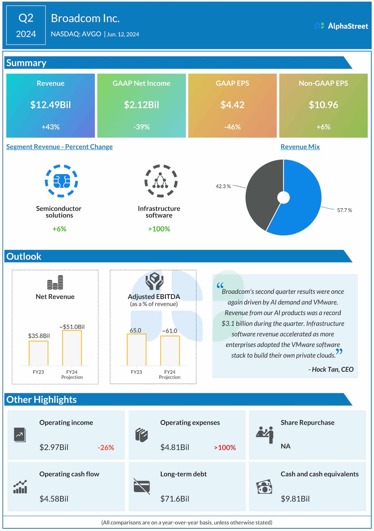 Broadcom Q2 2024 earnings infographic
