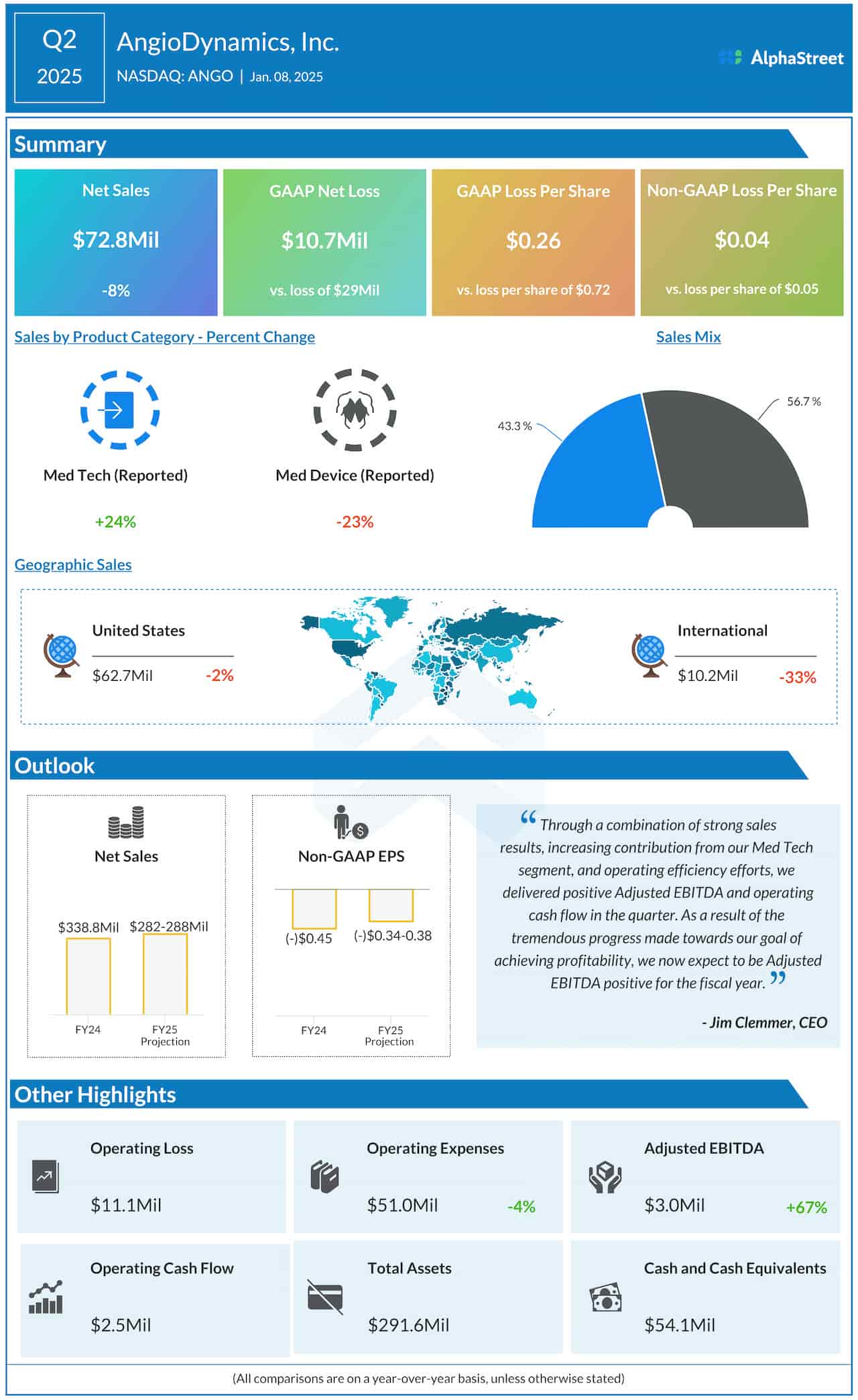 AngioDynamics Q2 2025 earnings infographic